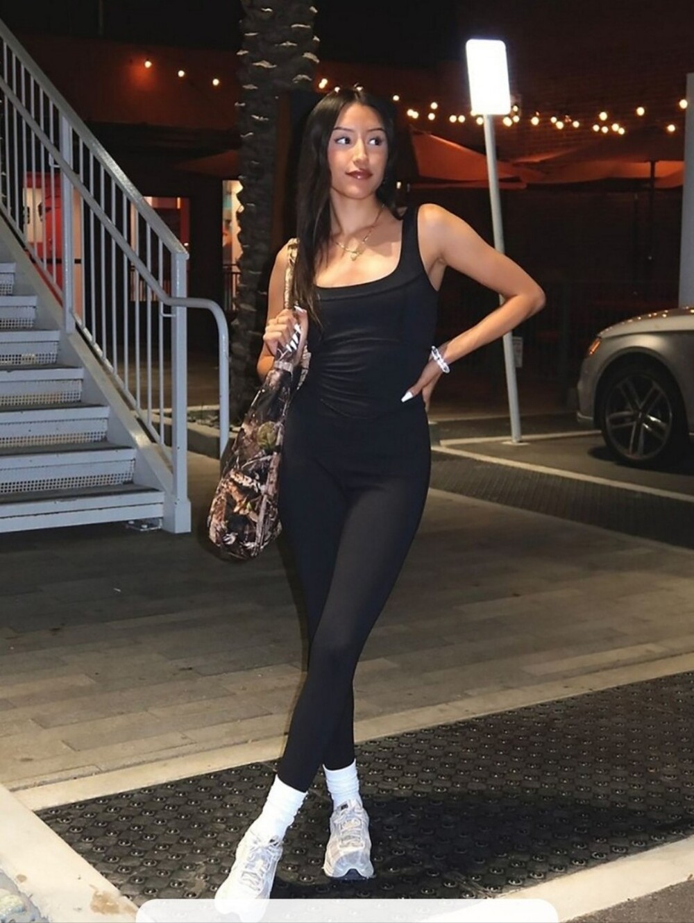 Fabletics Black Tank Jumpsuit w/  Square Neckline & Sculpting Fabric